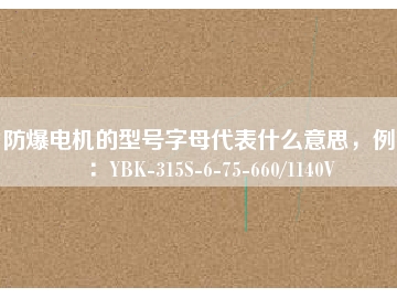 防爆电机的型号字母代表什么意思，例如：YBK-315S-6-75-660/1140V